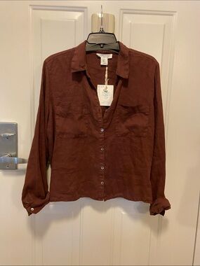 🤎Linen Cropped Blouse🤎